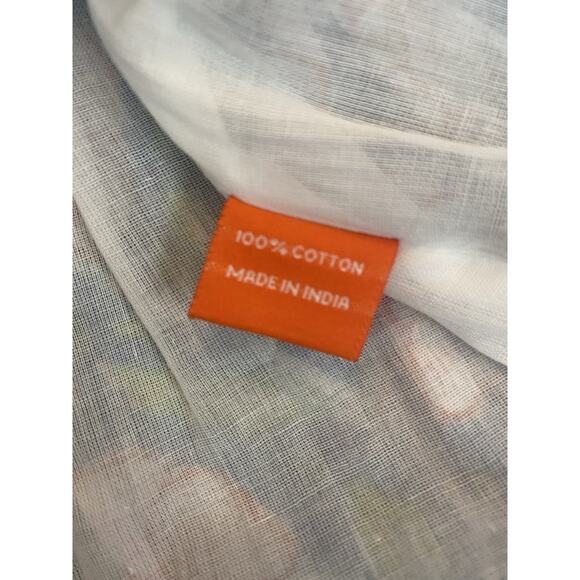 Oliphant smocked Cotton Floral Print Flutter Sleeve Dress sz xs Preppy blue pink - Picture 4 of 7